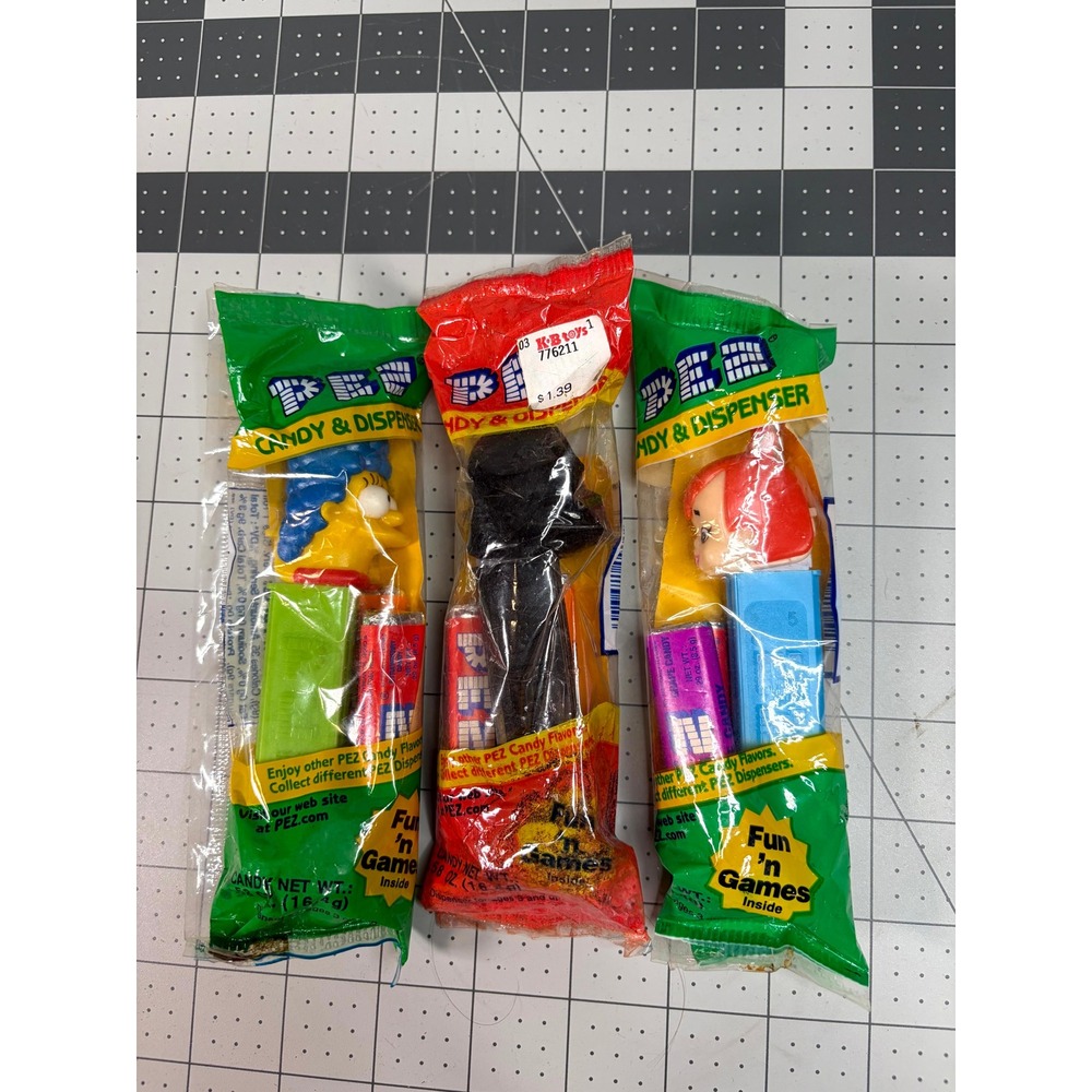 Vintage PEZ Dispensers Lot of 3 Marge Simpson Pebbles Flintstone Darth Vader